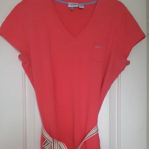 Izod belted shirt dress